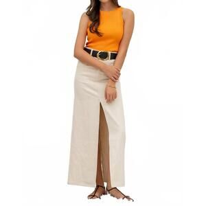 NEW THE WORKSHOP round neck sweater knit tank top in orange